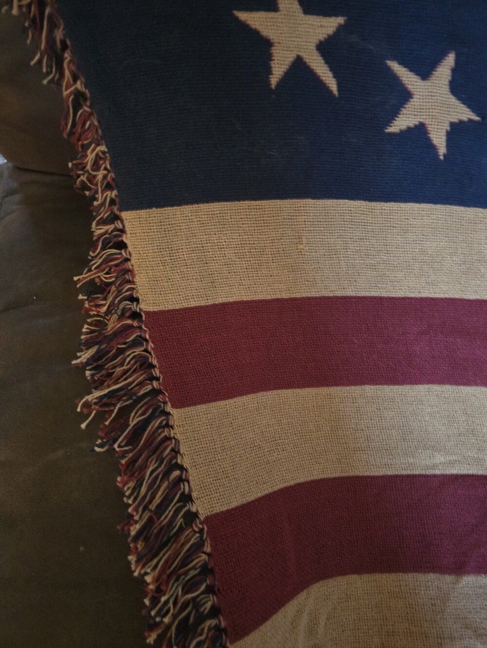 Betsy Ross Patriotic Star & Stripe Throw Blanket - Red, Cream & Navy - Picture 4 of 5